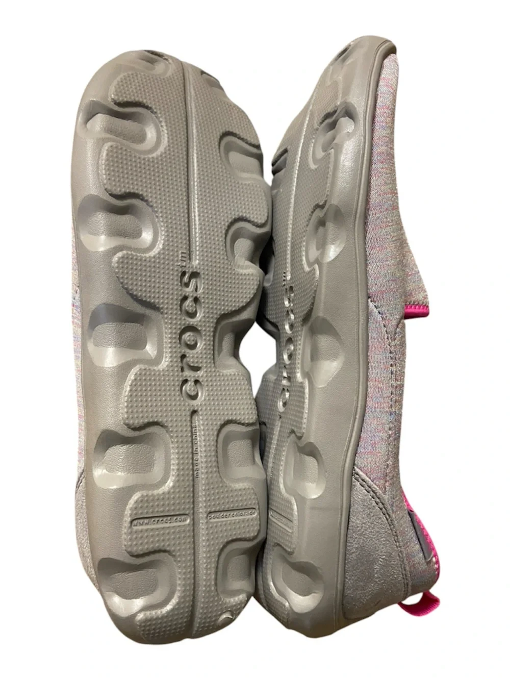 Crocs Busy Day Heather Gray Pink Fabric Comfort Slip On Flats Sz 10 Women NWOT